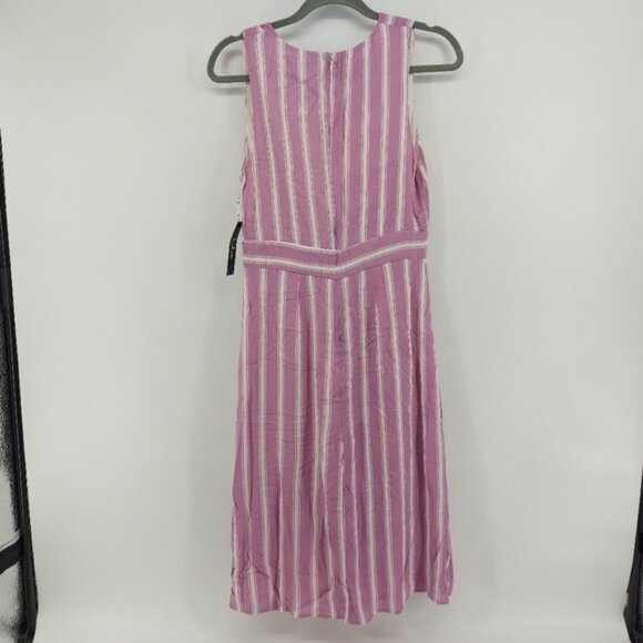 Lulu's Jacqui Lavender and White Striped Button Front Midi Dress - Picture 10 of 10